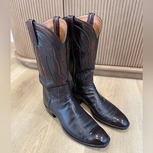 Lucchese Gavin boots black cherry Men's Leather Cowboy Boots size 11 B
